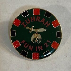 Shriners Zuhrah Fun in 21 Casino Dice Enamel Lapel Pin